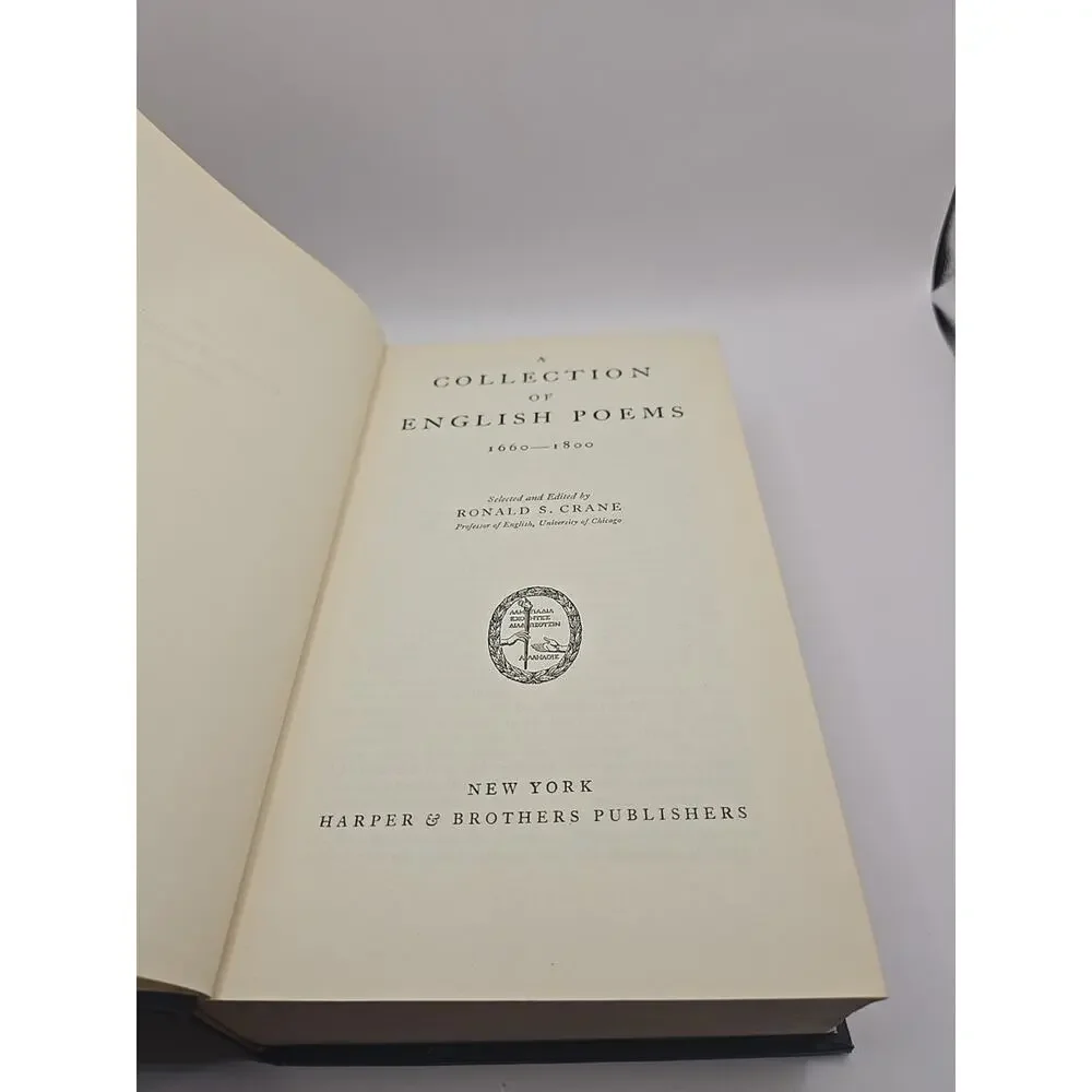 A Collection Of English Poems 1660-1800 HC Book by‎ Ronald S. Crane (1932) EC